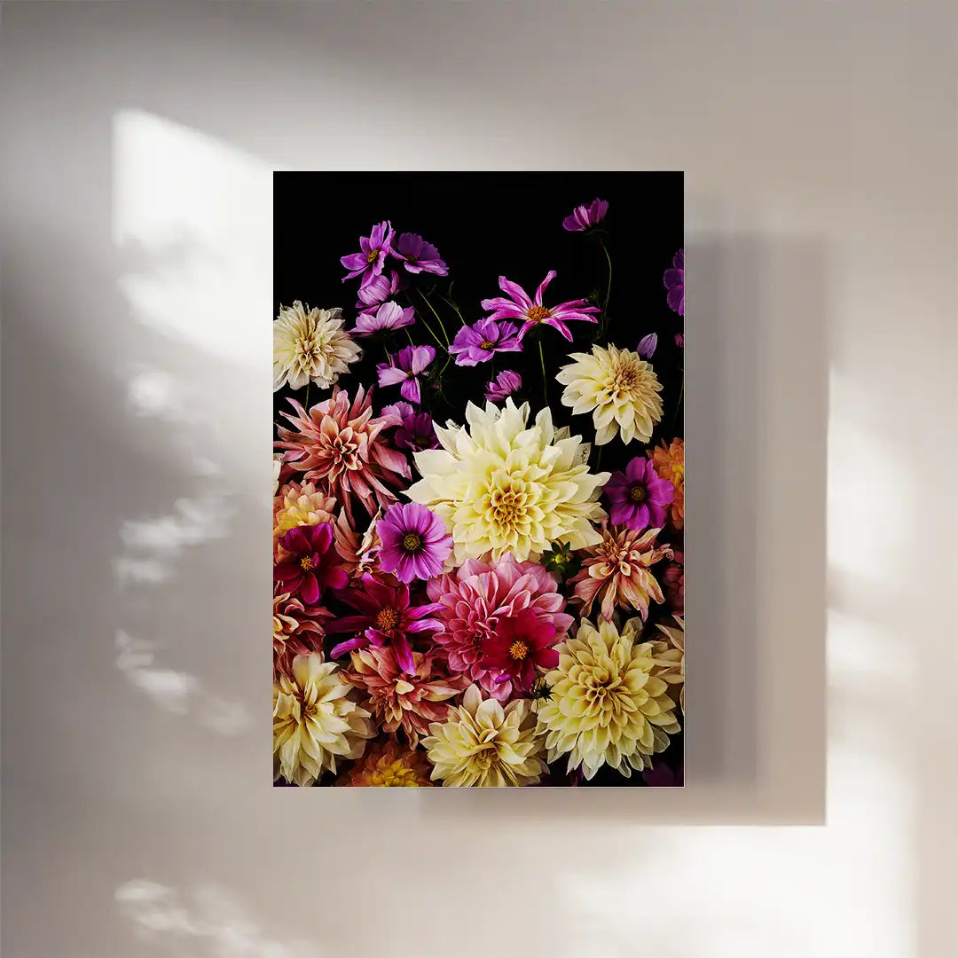 Dahlien Garten Wandbild mit Blumen