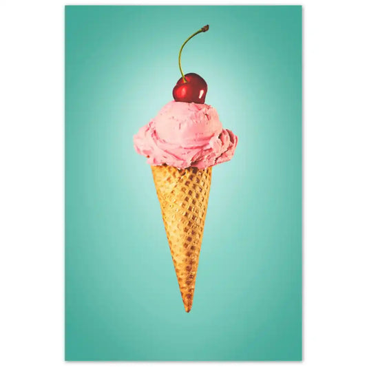 wandbild-kueche-eiscreme-kirsche-iceream-heartmade-prints-postershop-sommerlich-knallbunt