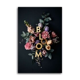 Wandbild Brownietulpen mit Bloom Schriftzug